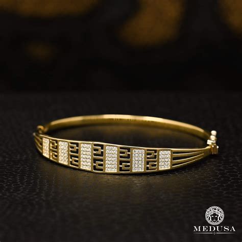 versace gold 10k bracelet|Versace medusa gold bracelet.